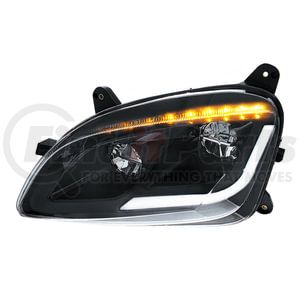 35917 by UNITED PACIFIC - LED Black Headlight with Sequential Turn Signal Light for 2012-2021 Peterbilt 579 - Driver Side