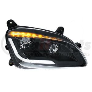 35918 by UNITED PACIFIC - LED Black Headlight with Sequential Turn Signal Light for 2012-2021 Peterbilt 579 - Passenger Side