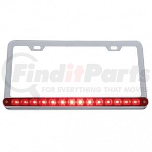 39744 by UNITED PACIFIC - License Plate Frame - Chrome, with 14 LED 12" Light Bar, Red LED/Red Lens