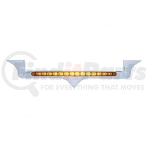 39878 by UNITED PACIFIC - Hood Emblem - Chrome, with 14 LED Light Bar, Amber LED/Amber Lens, for Kenworth