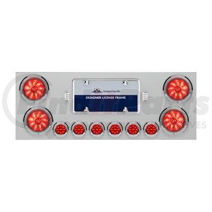 34664 by UNITED PACIFIC - Tail Light Panel - Rear Center, with 4X10 LED 4" Lights & 6X 9 LED 2" Lights, Red LED & Lens