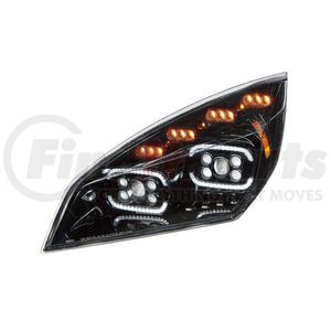 35727 by UNITED PACIFIC - 10 LED Black Projector Headlight with Sequential Turn / DRL for 2018-2024 Cascadia - Driver Side