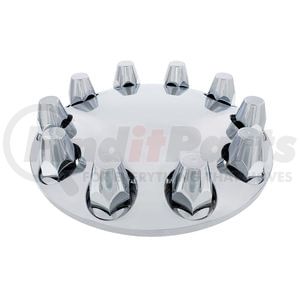 10253 by UNITED PACIFIC - Axle Hub Cover - Axle Cover, Front, Chrome, Moon, with 33mm Nut Cover, Thread-On