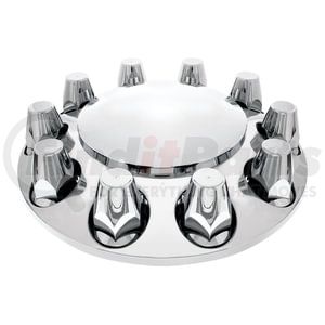 10257 by UNITED PACIFIC - Axle Hub Cover Kit - Axle Cover Set, Front, 33mm, Chrome, for International