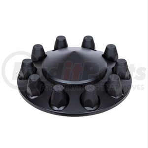 10339 by UNITED PACIFIC - Axle Hub Cover - Front, Matte Black, Pointed, with 33mm Thread-On Nut Cover