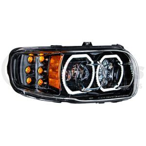35787 by UNITED PACIFIC - High Power LED Blackout Headlight with Halo Light for 2008-2024 Peterbilt 389 - Passenger Side