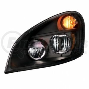 35798 by UNITED PACIFIC - Headlight Assembly - LH, LED, Black Housing, High/Low Beam, with LED Signal Light