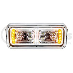 35824 by UNITED PACIFIC - 10 High Power LED Chrome Projection Headlight with Turn Signal/Position Light Bar - Passenger Side