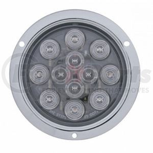 38649B by UNITED PACIFIC - Brake / Tail / Turn Signal Light - Bulk, 4" Round Flange Mount Light, 12 LED, Red LED/Clear Lens