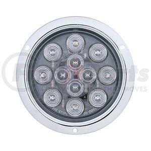 38649 by UNITED PACIFIC - Brake / Tail / Turn Signal Light - 4" Round Flange Mount Light, 12 LED, Red LED/Clear Lens