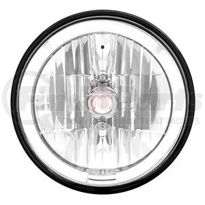 31285 by UNITED PACIFIC - Headlight - Crystal, Driver/Passenger Side, 7 in. Round, with Chrome Housing, 9007 Bulb, with White LED Halo Ring