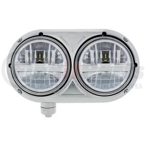 32783 by UNITED PACIFIC - Headlight Assembly - LED, LH, Polished Housing, High/Low Beam, Dual Light with Chrome Cross Bar