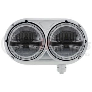 32786 by UNITED PACIFIC - Headlight Assembly - RH, LED, Polished Housing, High/Low Beam, Dual Light, with Black Cross Bar