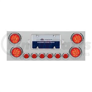 34666 by UNITED PACIFIC - Light Panel - Rear, Center, with LED 4" Reflector Lights & 2" Lights, Red LED/Lens