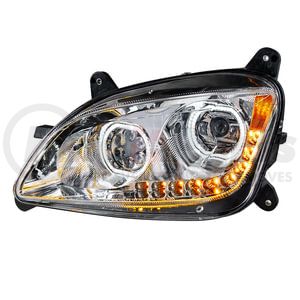 35745 by UNITED PACIFIC - 10 LED Chrome Headlight with Halo Position Light for 2012-2021 Peterbilt 579 - Driver Side