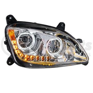 35746 by UNITED PACIFIC - Headlight - Chrome, 10 LED, Passenger Side, for 2010-2016 Peterbilt 587 & 2012-2021 579