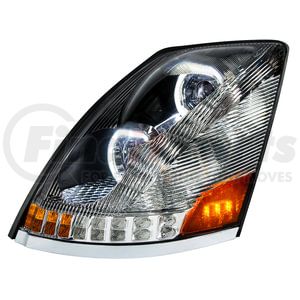 35749 by UNITED PACIFIC - 10 LED Chrome Headlight for 2003-2017 Volvo VN/VNL - Driver Side