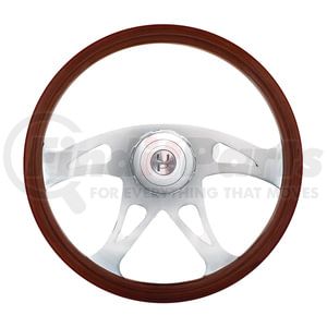 88179 by UNITED PACIFIC - Steering Wheel - 18" Boss Style Wood, for 2006+ Peterbilt and 2003+ Kenworth Trucks