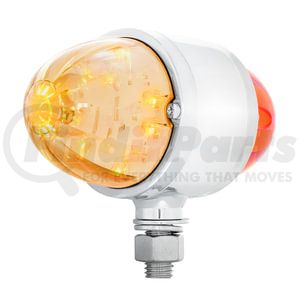 39799 by UNITED PACIFIC - Marker Light - Double Face, LED, Assembly, Dual Function, 17 LED, Clear Lens/Amber and Red LED, Chrome-Plated Steel, Watermelon Design