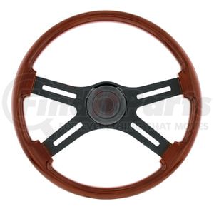 88186 by UNITED PACIFIC - Steering Wheel - 18" Matte Black, 4 Spoke, with Horn Bezel and Wood Grain Button