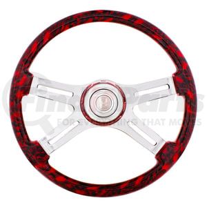 88319 by UNITED PACIFIC - Steering Wheel - 18" 4 Spoke Skull, with Matching Skull Horn Bezel, Red