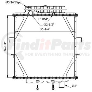 42-10322 by REACH COOLING - 95-04 PETERBILT 357- 375- 379- 385 W-1270 SQ IN
W-T SURGE TANK
36.25" x