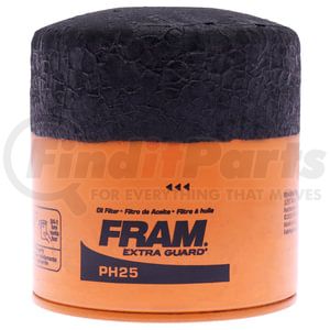 PH25 by FRAM - Engine Oil Filter - Spin-On, 4.05" Height, 3.78" OD, Standard Thread, Anti-Drain Valve