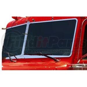 P1251 by ARANDA - Angled Wide Windshield Trim Make Peterbilt Years '14 & Older Units 3 Pcs. Material S.S. Gauge 22G Alloy #430 Finish BA