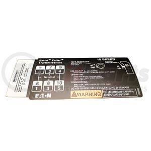 20468 by FULLER - Manual Transmission Shift Pattern Label - 15 Speed Pattern