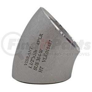 2331 by VIBRANT PERFORMANCE - Long Radius 45 Degree Schedule 10 Elbow; 1.5 in. Nominal Pipe Size; 304 Stainless Steel; Schedule 10;