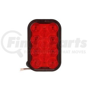 850R-1 by PETERSON LIGHTING - LED Stop/Turn/Tail, Rectangular, ECE, & Dot 11.8" Leads, 5.3"X3.44" Multi-volt, red, poly bag