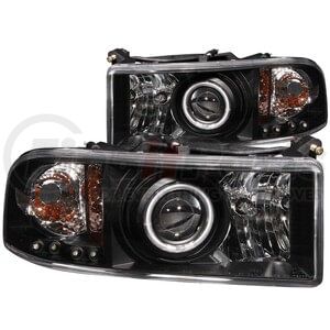 111065 by ANZO - Projector Headlight Set w/Halo; Clear Lens; Black Housing; Pair; CCFL;