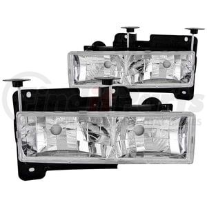 111136 by ANZO - Crystal Headlight Set; Clear Lens; Chrome Housing; Pair;