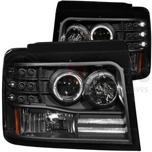 111184 by ANZO - Projector Headlight Set w/Halo; Clear Lens; Black Housing; Pair; w/Side Marker And Parking Lights;