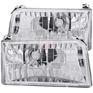 111247 by ANZO - Crystal Headlight Set; Clear Lens; Chrome Housing; Pair;
