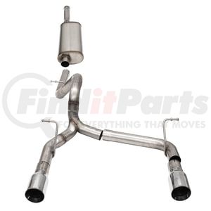 21124USA by CORSA - 2.75in. Cat-Back Dual Rear Exit with Single 4.0in. Black PVD Flat Cut Tips with USA Flag Etch