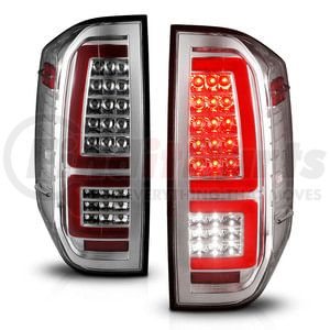 311438 by ANZO - Tail Light Assembly; LED; Clear Lens; Chrome Housing; Red Light Bar; w/Sequential; Pair;