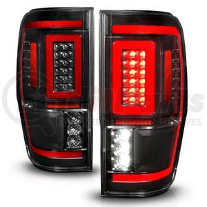 311446 by ANZO - Tail Light Assembly; LED; Clear Lens; Black Housing; w/Light Bar; Pair;