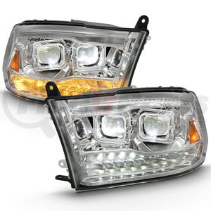 111465 by ANZO - LED Projector Headlight; w/Plank Style Switchback; Chrome w/Amber; Pair;