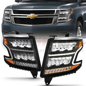 111478 by ANZO - LED Crystal Headlight; w/Plank Style; Black Clear w/Sequential Amber; Pair;