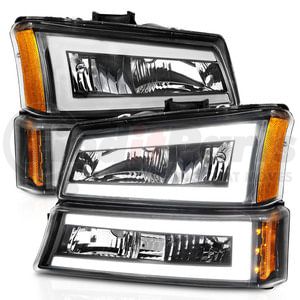 111501 by ANZO - Crystal Headlight Set; Black Housing; Pair; w/Light Bar;