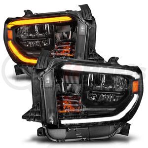 111531 by ANZO - LED Crystal Headlight; Halogen Model; w/Switchback; Clear Lens; Black Housing; w/DRL; Pair;