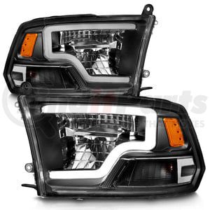 111539 by ANZO - LED Projector Headlight; LED Square; Black Housing; w/Light Bar; Pair;