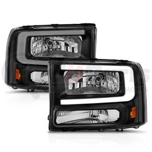111549 by ANZO - Crystal Headlight Set; Black Housing; Pair; w/Light Bar;