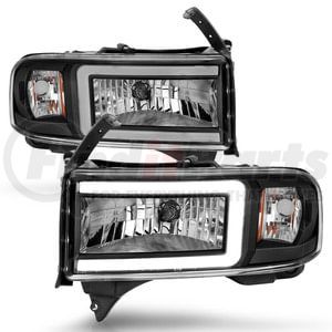111554 by ANZO - LED Crystal Headlight; w/Light Bar; Black Housing; Pair;