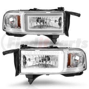 111555 by ANZO - LED Crystal Headlight; w/Light Bar; Chrome Housing; Pair;
