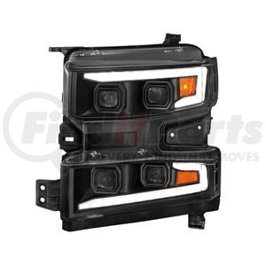 111566L by ANZO - LED Projector Headlight; Clear Lens; Black Housing; w/Light Bar Switchback Sequential; w/Initiation Light; Driver Side Only;