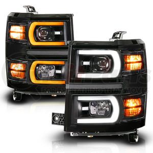 111617 by ANZO - LED Projector Headlight; Black Housing; Dual Switchback; Tube Square;