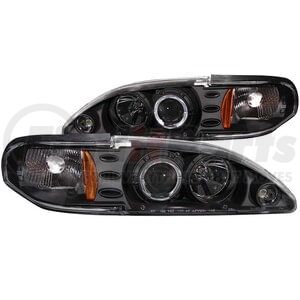 121038 by ANZO - Projector Headlight Set w/Halo; Clear Lens; Black Housing; Pair; 1 pc.;