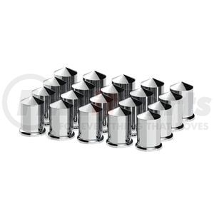 United Pacific 10011 Wheel Lug Nut Cover Set Wheel Lug Nut Cover Set - 1.5" x 3", Chrome, Plastic, Pointed, Push-On Style